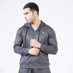 POLY Fleece Gray Full Sleeve Mens HOODIE