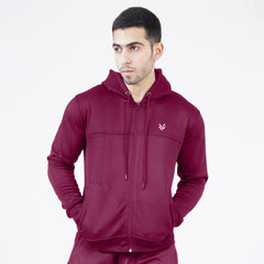 POLY Fleece Maroon Full Sleeve Mens HOODIE