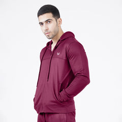 POLY Fleece Maroon Full Sleeve Mens HOODIE