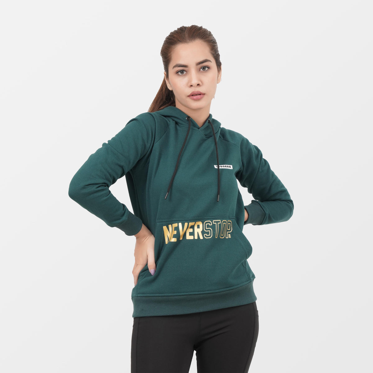 Green NEVER Women HOODIE