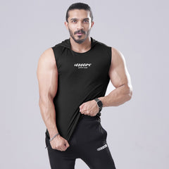 Black Sleeveless Workout Hoodie