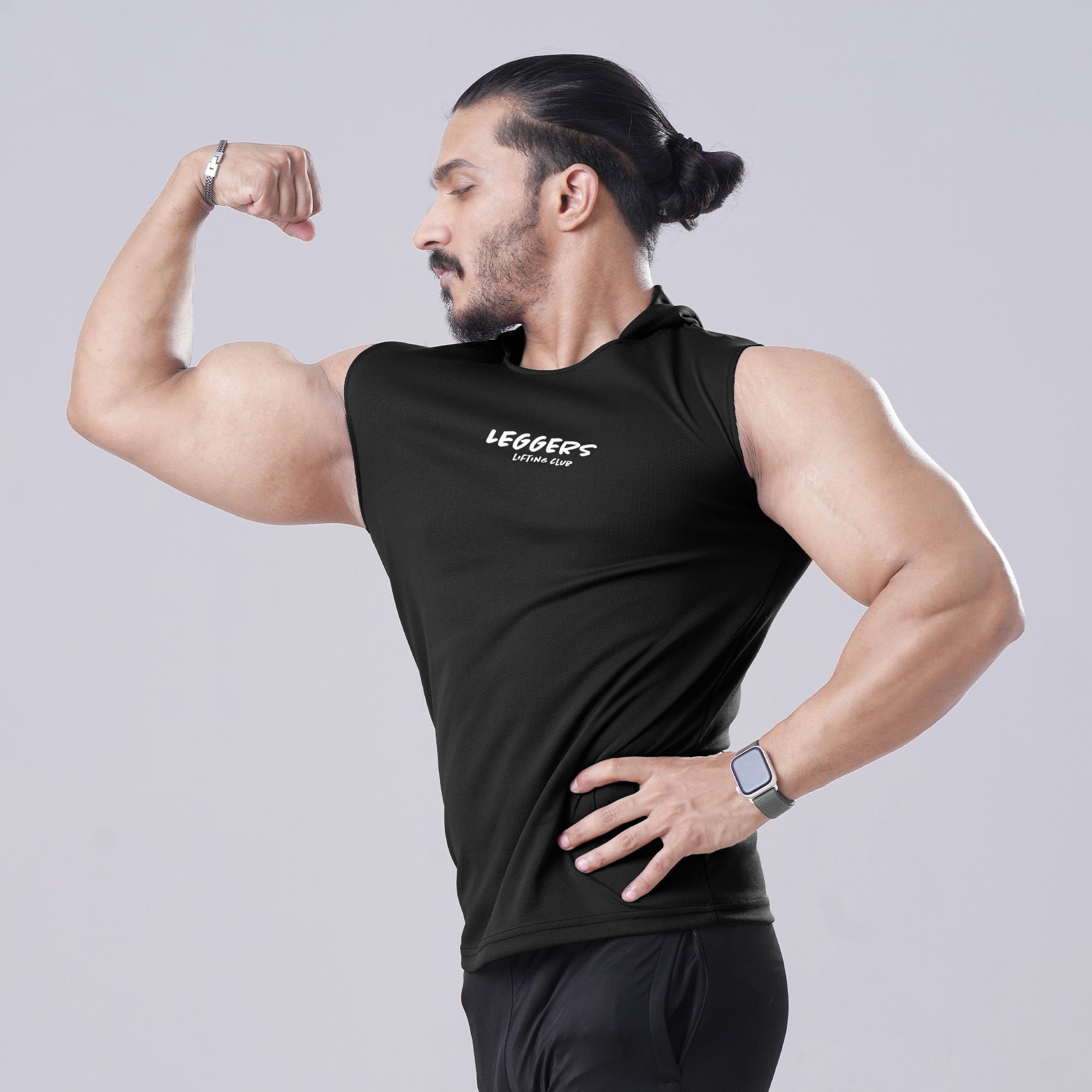 Black Sleeveless Workout Hoodie