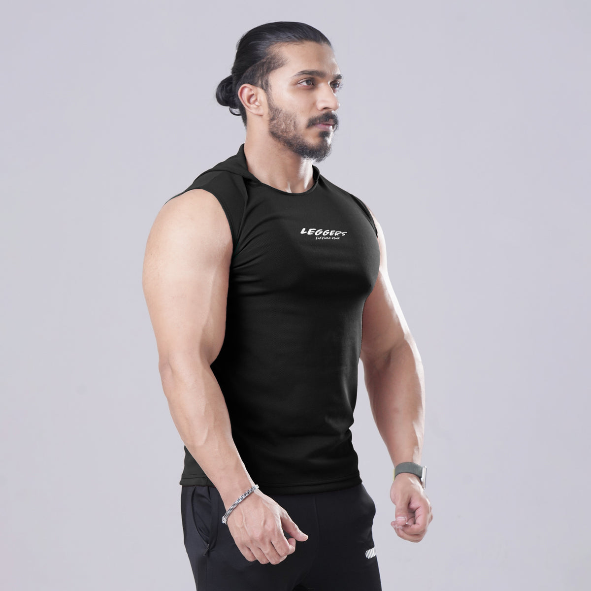 Black Sleeveless Workout Hoodie