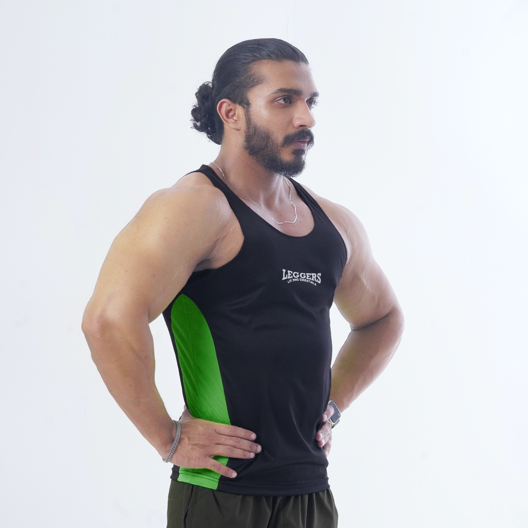 Muscle Black-GREEN TOP TANK