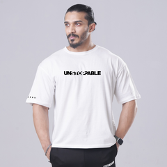 UNSTOPPABLE WHITE OVERSIZE UNISEX TEE